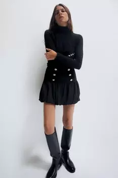 Мини-юбка-шарик ZARA, черный