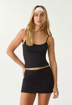 Мини-юбка Shorts Stradivarius, черный