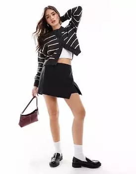 Мини-юбка-шорты ASOS DESIGN, приталенная, черного цвета