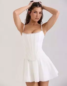 Мини-юбка-шорты House of CB Celia из хлопка белого цвета