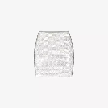 Мини-юбка SKIMS x Swarovski из эластичной ткани, украшенная кристаллами Skims, серебряный