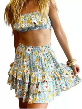 Мини-юбка Skye Ruffle в цветочном стиле DRESS FORUM, цвет floral sky