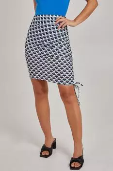 Мини-юбка со сборками и геометрическим принтом Pink Vanilla, черный