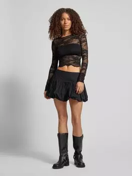 Мини-юбка со складками, модель «Баллон» WEEKDAY, черный