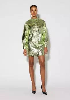 Мини-юбка SOMETHINGNEW X LAME COBAIN SNRIELY CRACKED MINI SKIRT, цвет tarragon/metallic