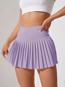 Мини-юбка спортивная Shein с градиентными плиссированными шортами, сиреневый