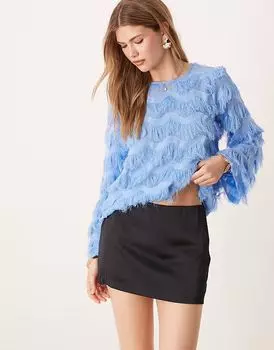 Мини-юбка средней посадки Abercrombie & Fitch с блестками черного цвета