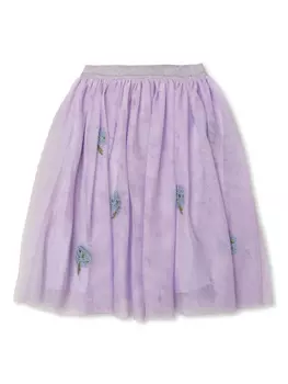 Мини-юбка Stella McCartney Kids с цветочной вышивкой, фиолетовый