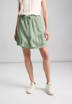 Мини-юбка STREET ONE, эластичный пояс с кулиской, зеленый