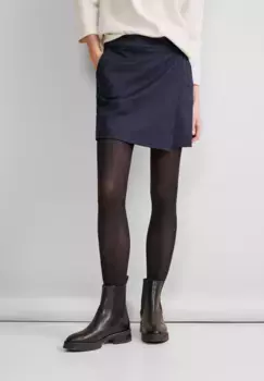 Мини-юбка STREET ONE, микс мягких материалов, синий