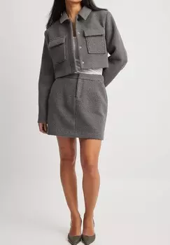Мини-юбка STRUCTURED HIGH WAIST NA-KD, серый