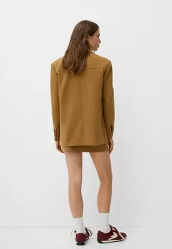 Мини-юбка SUEDE Bershka, темно-коричневый