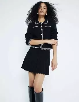 Мини-юбка свободного кроя черного цвета River Island
