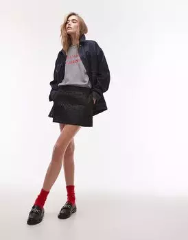 Мини-юбка Topshop с текстурированным жаккардом черного цвета
