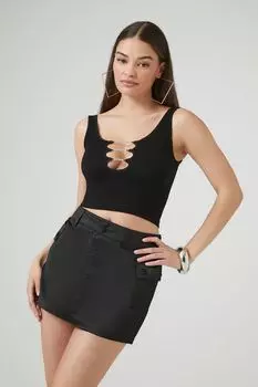Мини-юбка трапециевидного силуэта карго Forever 21, черный