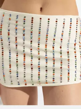 Мини-юбка, украшенная кристаллами Osree, белый