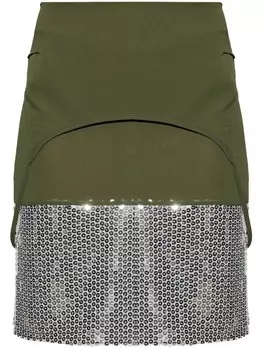 Мини-юбка, украшенная пайетками The Attico, зеленый