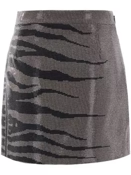 Мини-юбка, украшенная стразами Roberto Cavalli, серый