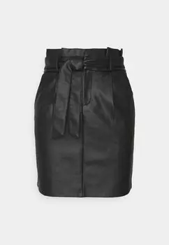 Мини-юбка Vero Moda Petite VMEVA PAPERBAG COATED SKIRT, черный
