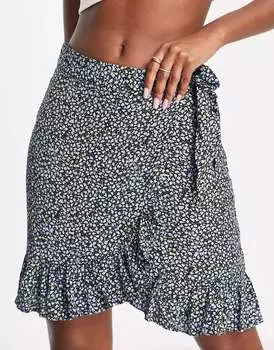 Мини-юбка Vila с запахом и цветочным принтом