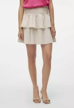 Мини-юбка VMLUNA KURZER - A-line skirt Vero Moda, серебряный