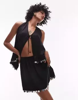 Мини-юбка VRG GRL spritz с пайетками по краю, черный цвет