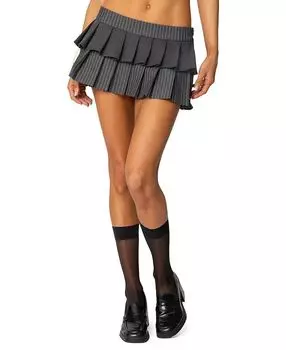 Мини-юбка в двойную плиссировку в тонкую полоску Edikted, мультиколор