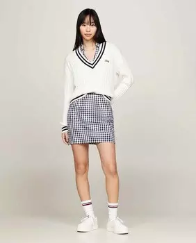 Мини-юбка в мелкую клетку Tommy Jeans, черный