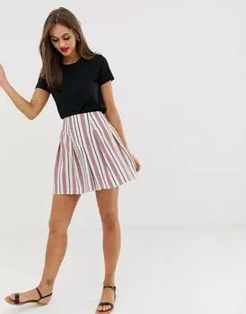 Мини-юбка в полоску с контрастным подолом ASOS DESIGN