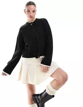 Мини-юбка в складку из бенгалина кремового цвета Miss Selfridge