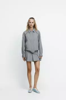 Мини-юбка в тонкую полоску ZARA, цвет Mid-grey