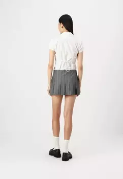 Мини-юбка WIDE PLEATED Abercrombie & Fitch, черный деним
