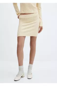 Мини-юбка вязанной косой Mango, желтый