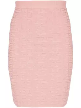 Мини-юбка вязки интарсия Balmain, розовый