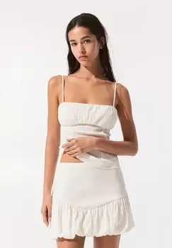 Мини-юбка YOKE BALLOON - A-line skirt PULL&BEAR, белый