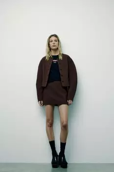 Мини-юбка ZARA, коричневый