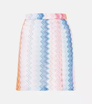 Мини-юбка зигзаг Missoni, Multicolor Shaded Fucsia Blue
