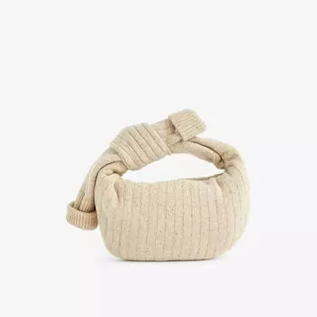 Мини-вязаная сумка jodie с верхней ручкой Bottega Veneta, серебряный