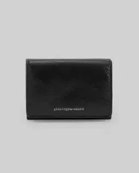 Мини женский кошелек из ответственной блестящей кожи Adolfo Dominguez, черный