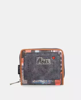 Мини-жесткий кошелек на разноцветной молнии Anekke, мультиколор