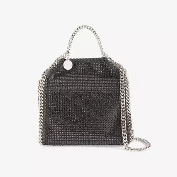 Миниатюрная атласная сумка-тоут Falabella Stella Mccartney, черный