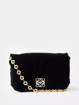 Миниатюрная бархатная сумка на плечо puffer goya LOEWE, синий