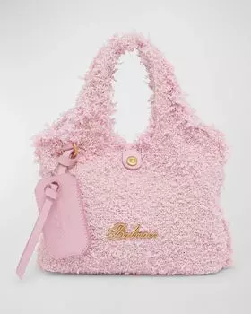 Миниатюрная большая сумка B Army из твида Balmain, цвет Rose