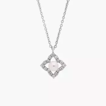 Миниатюрная цветочная подвеска из пресноводного культивированного жемчуга и бриллиантов из 14-каратного белого золота Blue Nile