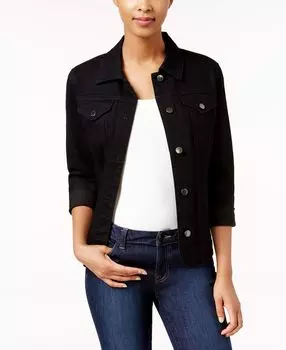 Миниатюрная джинсовая куртка, созданная для macy's Charter Club, черный