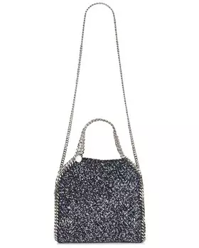 Миниатюрная джинсовая твидовая большая сумка Falabella Stella Mccartney, цвет Ink