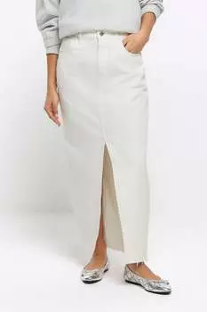 Миниатюрная джинсовая юбка макси River Island, белый