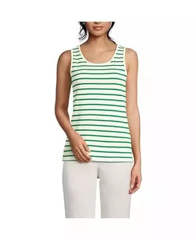 Миниатюрная хлопковая майка на бретелях Lands' End, зеленый