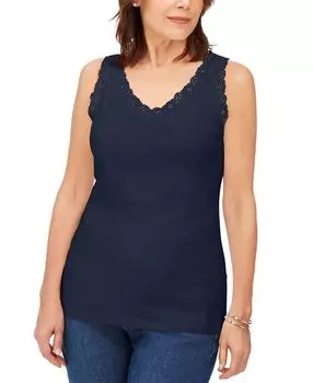 Миниатюрная хлопковая майка с кружевной отделкой Karen Scott