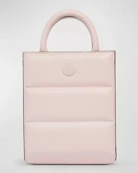 Миниатюрная кожаная большая сумка Doudoune Moncler, цвет Pink Leather